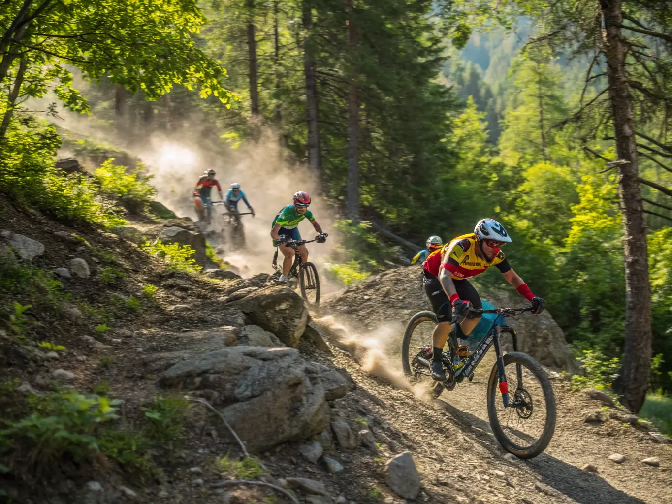 An image of cyclists riding through a mountainous landscape, highlighting the challenge and beauty of the SPORTS PALANGES NATURE cycling event.