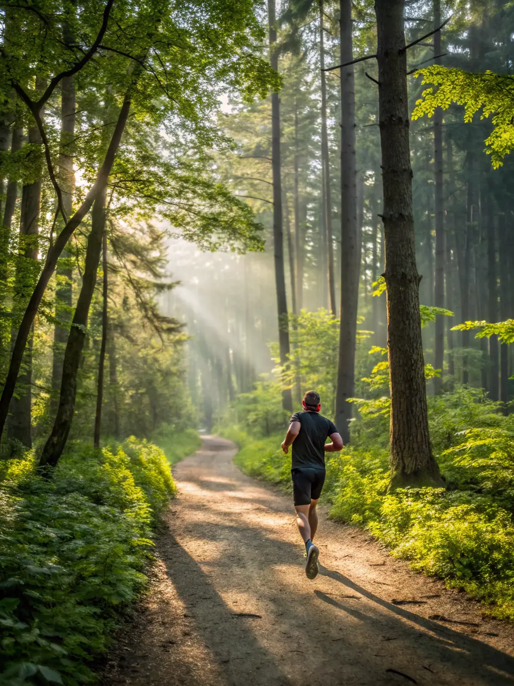 A vibrant image of participants engaged in a cross-country running event organized by SPORTS PALANGES NATURE, showcasing diverse age groups and abilities, set against a backdrop of a lush forest trail.