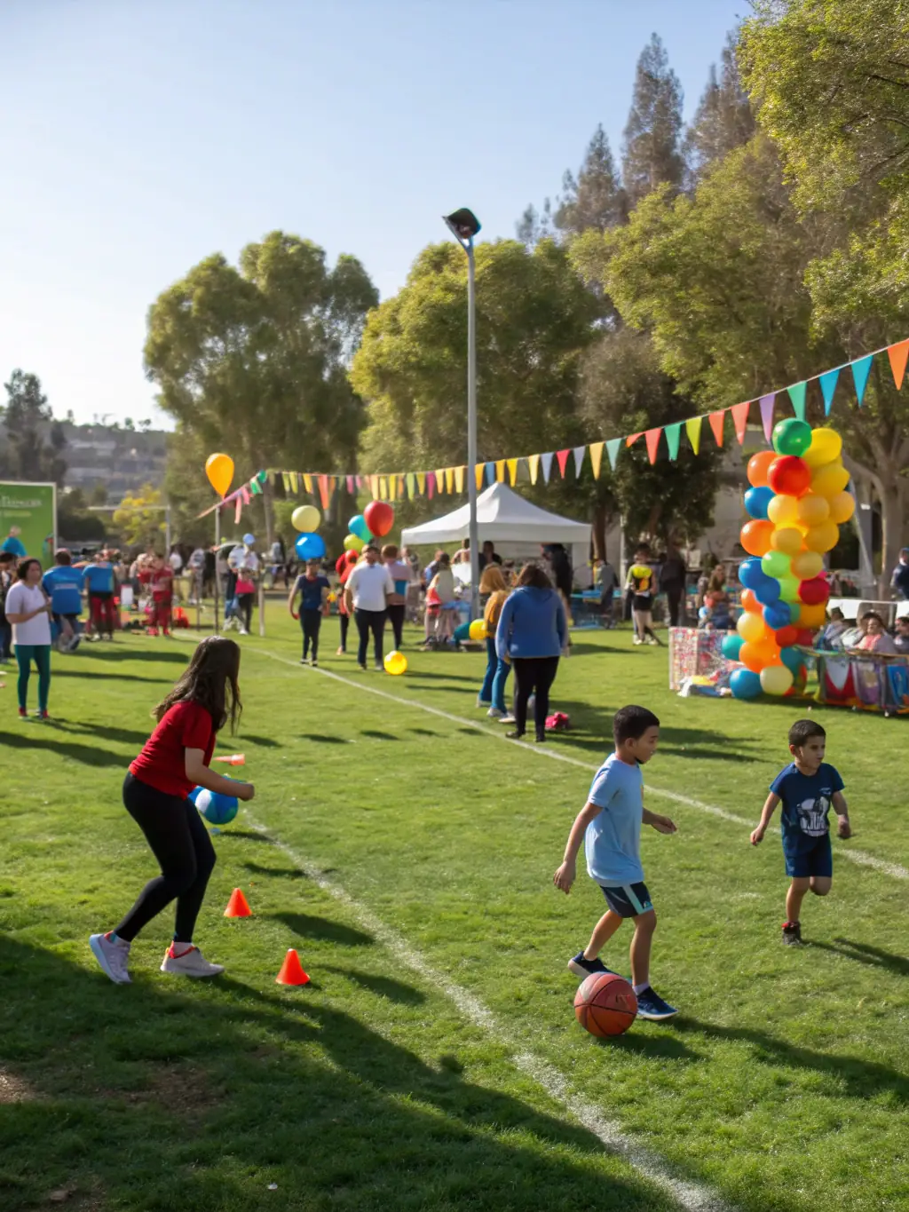 A panoramic view of a SPORTS PALANGES NATURE event, showcasing a diverse range of activities and participants enjoying the outdoor sporting experience.